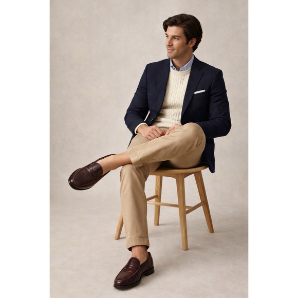 Florsheim Penny Loafer Black Leather Shoes Slip-On Leather Moc Toe Mens 9.5D - Picture 2 of 9